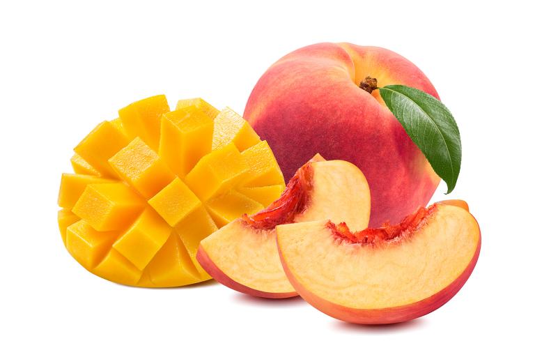 sliced mango and peaches