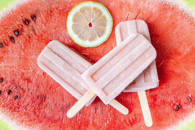 Frozen watermelon pops with fresh lime